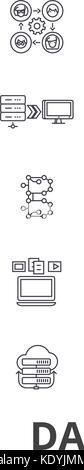 Data exchange, internet, transfer, connection,technology,synchronization line icons. Editable strokes. Flat design vector illustration symbol concept. Linear isolated signs Stock Vector