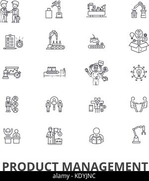 Project management, plan, consulting, gantt chart, engineering,  roadmap line icons. Editable strokes. Flat design vector illustration symbol concept. Linear isolated signs Stock Vector