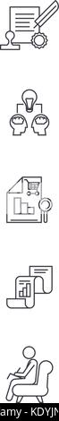 Reports, documents, analytics, paper, data management, news, charts line icons. Editable strokes. Flat design vector illustration symbol concept. Linear isolated signs Stock Vector