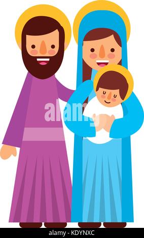 Biblical illustration. Christmas story. Mary and Joseph with the baby ...