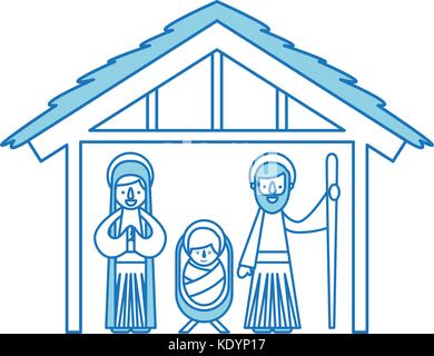 traditional family christmas manger scene baby jesus virgin mary and saint joseph Stock Vector