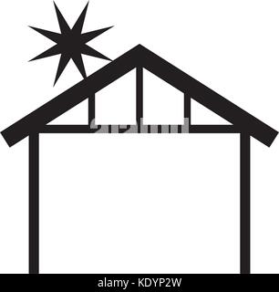 wooden hut house manger design image Stock Vector