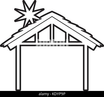 wooden hut house manger design image Stock Vector