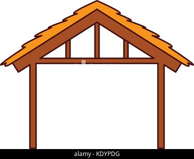 wooden hut house manger design image Stock Vector