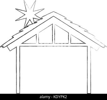 wooden hut house manger design image Stock Vector