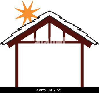 wooden hut house manger design image Stock Vector