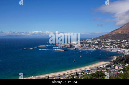 View of the naval base and harbour at Simon's Town along the False Bay ...