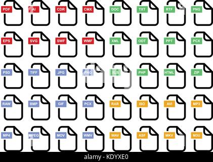 File simple icon set of different format Stock Vector