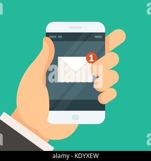 New incoming message on smartphone - email received Stock Vector