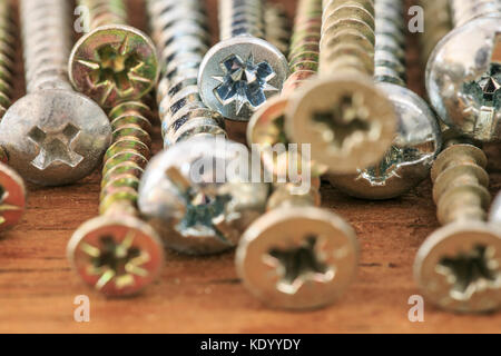 Group of screws macro photo Stock Photo