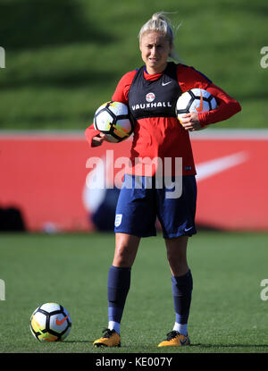 England's Steph Houghton during a training session at St Georges' Park, Burton. Stock Photo