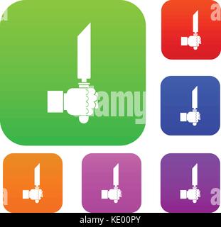 Pincer or plier in man hand set color collection Stock Vector