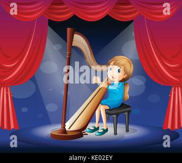 Little Girl Playing Harp Illustration Stock Vector (Royalty Free) 539715271