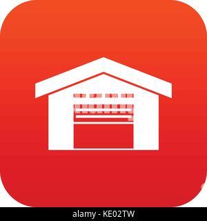Warehouse icon digital red Stock Vector
