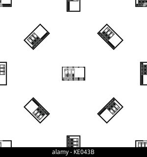 Office folders on the shelf pattern seamless black Stock Vector