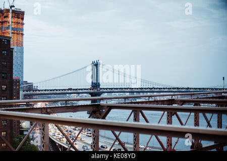 Manhattan Bridge shot from the Brooklyn Bridge Stock Photo