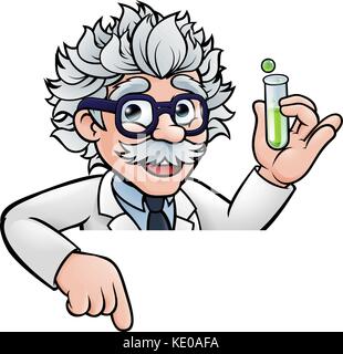 Scientist Cartoon Character Holding Test Tube Stock Vector