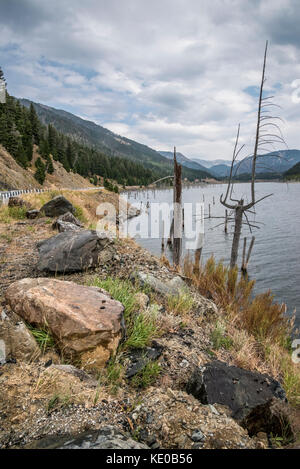 Earthquake Lake, Montana formed after the devasating earthquake Stock Photo