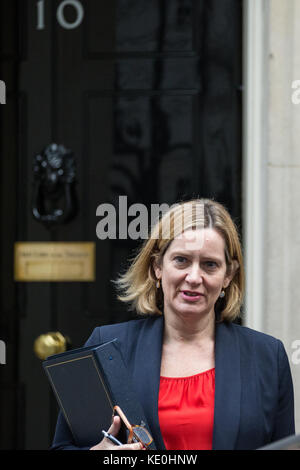 London, UK. 17th Oct, 2017. Amber Rudd MP, Secretary of State for the Home Department, leaves 10 Downing Street following the first Cabinet meeting since Prime Minister Theresa May's visit to Brussels to try to unlock talks regarding a Brexit transition period. Credit: Mark Kerrison/Alamy Live News Stock Photo