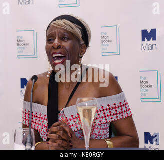 London, UK. 17th Oct, 2017. Baroness Lola Young Chair of Judges at the press call after George Saunders wins the Man Booker Prize 2017 US author of the novel Lincoln in the Bardo (Bloomsbury) at the Guildhall London UK 17th October 2017. Credit: Prixpics/Alamy Live News Stock Photo