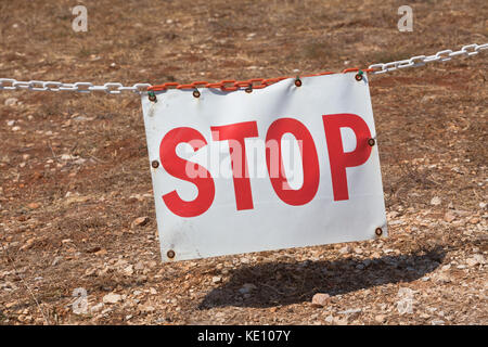 Stop sign restricting entry. Horizontal shot Stock Photo