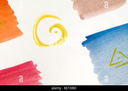 geometric abstract graphic design - color square and arc Stock Photo