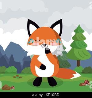 Cute fox cartoon Stock Vector