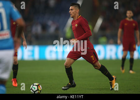 Italy, Rome, october 14 2017:Lorenzo Pellegrini  in action during the football  match Serie A Italian between Roma vs Napoli in Olimpic Stadium in Rom Stock Photo