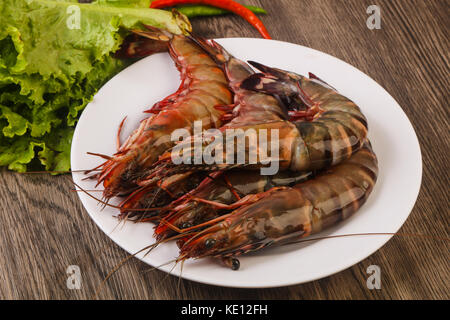 Raw big tiger prawn - ready for cooking Stock Photo