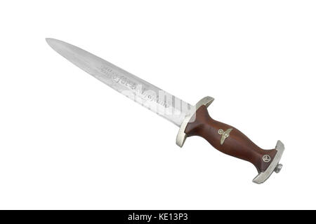 German in WWII. Dagger of assault detachment (Sturmabteilung - SA). Model of 1936. Dagger basis is Swiss hunting dagger of 16 century - Holbein. Stock Photo