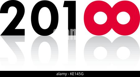 Flat postcard new year 2018 Stock Vector