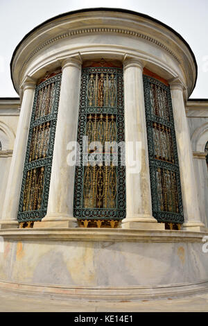 Istanbul, Turkey - April 22, 2017. Elements of exterior design of the Tomb of Sultan II Mahmud in Istanbul, with ornate ironwork. Stock Photo
