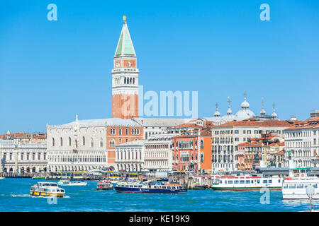 VENICE ITALY VENICE Busy Bacino San Marco in Venice with boats water taxis and vaporettos near doges palace and campanile Venice Italy EU Europe