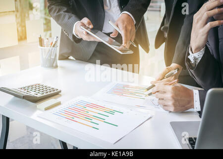 business team looking at report and having a discussion in office. business teamwork concept. Stock Photo