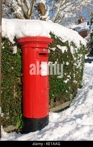 Post Box in Snow Stock Photo