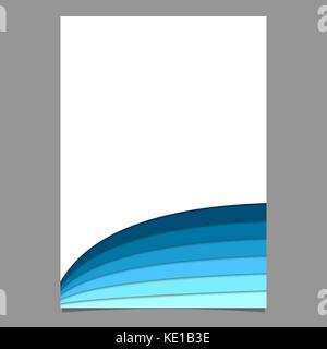 Blank brochure template from curved stripes in blue tones - vector flyer graphic with 3d shadow effect Stock Vector