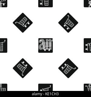 Shopping cart pattern seamless black Stock Vector
