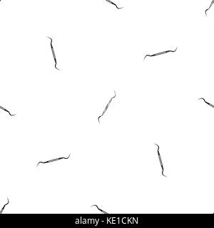 Dental instrument, probe pattern seamless black Stock Vector