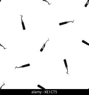 Dental probe pattern seamless black Stock Vector