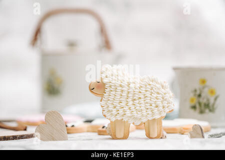 Cute hand made cookies in a shape of animals Stock Photo