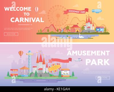 Amusement park drop tower flat vector illustration Stock Vector Image ...