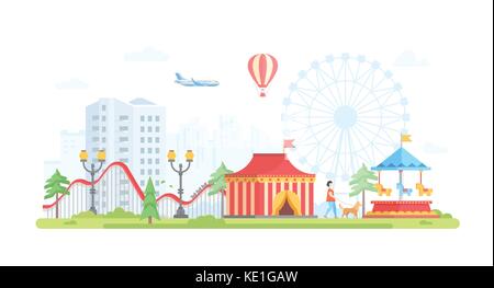 Cityscape with attractions - modern flat design style vector illustration Stock Vector