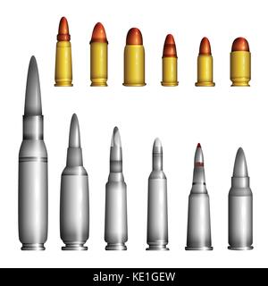 Bullet casings - modern vector realistic isolated objects Stock Vector