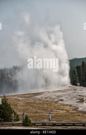 The eruption sequence of the Old Faithful water and steam geyser at Old ...