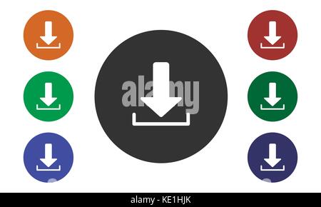 Set of colorful circular icons download on websites and forums and in e-shop image button and arrow isolated on white background - vector Stock Vector