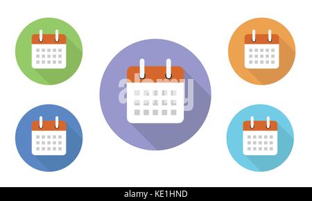 Set of circular illustrated vector icons of different colors on web pages and applications Stock Vector