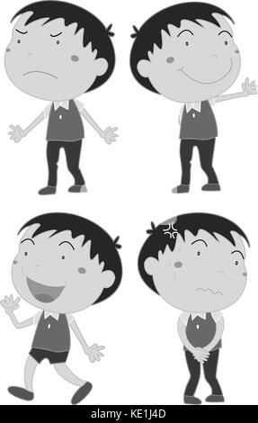 Boy with different emotions illustration Stock Vector