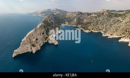 Aerial view of Calanques National Park on the southern coast of France Stock Photo