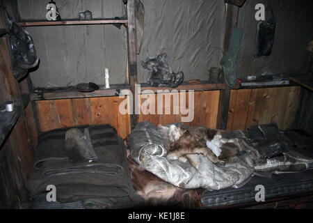 Sleeping quarters in Captain Scott's hut, McMurdo Sound, Antarctica ...