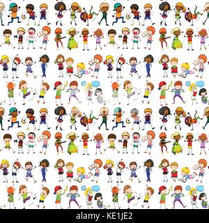 Seamless people doing activities illustration Stock Vector